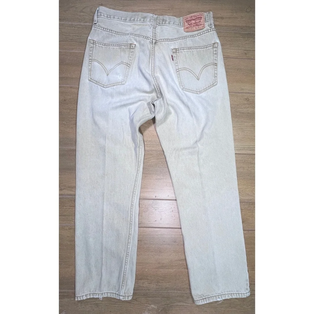 Levi's 505‎ Regular Fit Jeans Mens 36x30 Khaki Tan Wash Straight Leg vintage Y2K